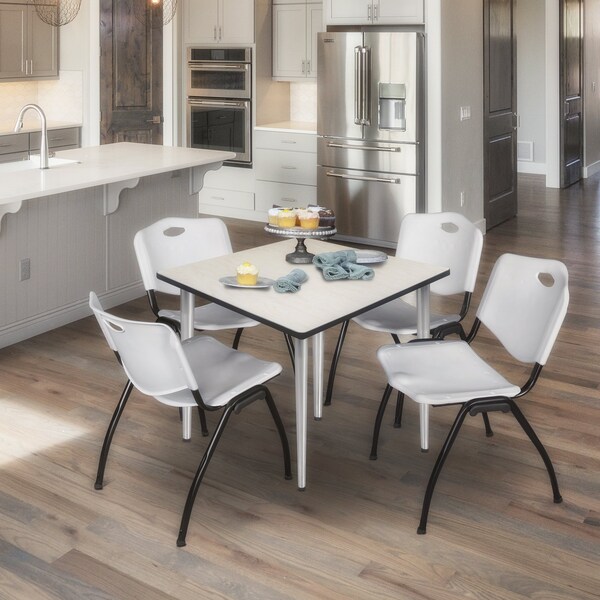Regency Kahlo Square Table & Chair Sets, 48 W, 48 L, 29 H, Wood, Metal, Plastic Top, Maple TPL4848PLCM47GY - main